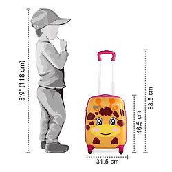 Babyhug Kid's Expandable Trolley Bag Giraffe Print Yellow - 18 Inches| Shock Resistant| Telescopic Handle| Water Resistant| Easy Zipper Closure| Durable Wheels