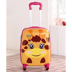 Babyhug Kid's Expandable Trolley Bag Giraffe Print Yellow - 18 Inches| Shock Resistant| Telescopic Handle| Water Resistant| Easy Zipper Closure| Durable Wheels
