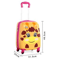 Babyhug Kid's Expandable Trolley Bag Giraffe Print Yellow - 18 Inches| Shock Resistant| Telescopic Handle| Water Resistant| Easy Zipper Closure| Durable Wheels