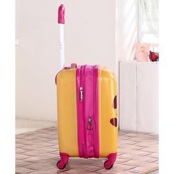 Babyhug Kid's Expandable Trolley Bag Giraffe Print Yellow - 18 Inches| Shock Resistant| Telescopic Handle| Water Resistant| Easy Zipper Closure| Durable Wheels