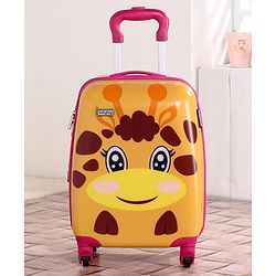 Babyhug Kid's Expandable Trolley Bag Giraffe Print Yellow - 18 Inches| Shock Resistant| Telescopic Handle| Water Resistant| Easy Zipper Closure| Durable Wheels