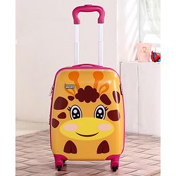 Babyhug Kid's Expandable Trolley Bag Giraffe Print Yellow - 18 Inches| Shock Resistant| Telescopic Handle| Water Resistant| Easy Zipper Closure| Durable Wheels