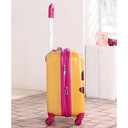 Babyhug Kid's Expandable Trolley Bag Giraffe Print Yellow - 18 Inches| Shock Resistant| Telescopic Handle| Water Resistant| Easy Zipper Closure| Durable Wheels