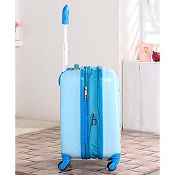 Babyhug Kid's Expandable Trolley Bag Cartoon Print Blue - 18 Inches| Shock Resistant| Telescopic Handle| Water Resistant| Easy Zipper Closure| Durable Wheels