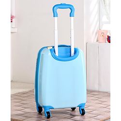Babyhug Kid's Expandable Trolley Bag Cartoon Print Blue - 18 Inches| Shock Resistant| Telescopic Handle| Water Resistant| Easy Zipper Closure| Durable Wheels