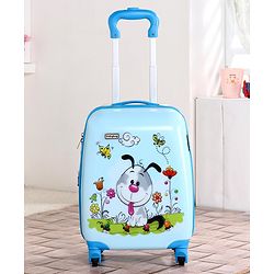 Babyhug Kid's Expandable Trolley Bag Cartoon Print Blue - 18 Inches| Shock Resistant| Telescopic Handle| Water Resistant| Easy Zipper Closure| Durable Wheels