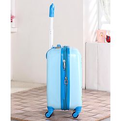 Babyhug Kid's Expandable Trolley Bag Cartoon Print Blue - 18 Inches| Shock Resistant| Telescopic Handle| Water Resistant| Easy Zipper Closure| Durable Wheels