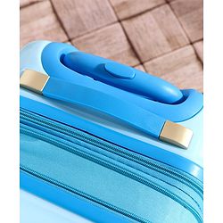 Babyhug Kid's Expandable Trolley Bag Cartoon Print Blue - 18 Inches| Shock Resistant| Telescopic Handle| Water Resistant| Easy Zipper Closure| Durable Wheels
