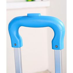 Babyhug Kid's Expandable Trolley Bag Cartoon Print Blue - 18 Inches| Shock Resistant| Telescopic Handle| Water Resistant| Easy Zipper Closure| Durable Wheels