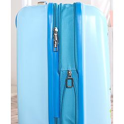 Babyhug Kid's Expandable Trolley Bag Cartoon Print Blue - 18 Inches| Shock Resistant| Telescopic Handle| Water Resistant| Easy Zipper Closure| Durable Wheels