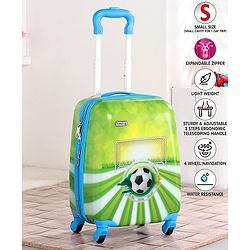 Babyhug Kid's Expandable Trolley Bag Ball Print Green - 18 Inches| Shock Resistant| Telescopic Handle| Water Resistant| Easy Zipper Closure| Durable Wheels