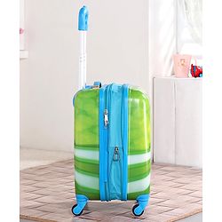 Babyhug Kid's Expandable Trolley Bag Ball Print Green - 18 Inches| Shock Resistant| Telescopic Handle| Water Resistant| Easy Zipper Closure| Durable Wheels
