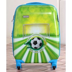 Babyhug Kid's Expandable Trolley Bag Ball Print Green - 18 Inches| Shock Resistant| Telescopic Handle| Water Resistant| Easy Zipper Closure| Durable Wheels