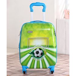 Babyhug Kid's Expandable Trolley Bag Ball Print Green - 18 Inches| Shock Resistant| Telescopic Handle| Water Resistant| Easy Zipper Closure| Durable Wheels