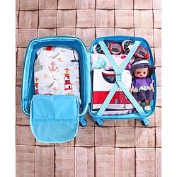 Babyhug Kid's Expandable Trolley Bag Aeroplane Print Blue - 18 Inches| Shock Resistant| Telescopic Handle| Water Resistant| Easy Zipper Closure| Durable Wheels