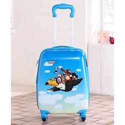 Babyhug Kid's Expandable Trolley Bag Aeroplane Print Blue - 18 Inches| Shock Resistant| Telescopic Handle| Water Resistant| Easy Zipper Closure| Durable Wheels