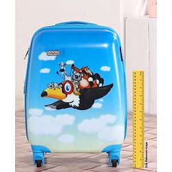 Babyhug Kid's Expandable Trolley Bag Aeroplane Print Blue - 18 Inches| Shock Resistant| Telescopic Handle| Water Resistant| Easy Zipper Closure| Durable Wheels