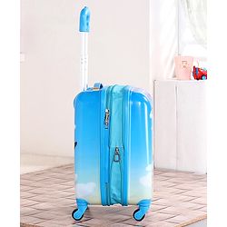 Babyhug Kid's Expandable Trolley Bag Aeroplane Print Blue - 18 Inches| Shock Resistant| Telescopic Handle| Water Resistant| Easy Zipper Closure| Durable Wheels