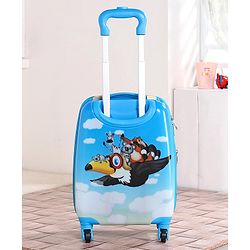 Babyhug Kid's Expandable Trolley Bag Aeroplane Print Blue - 18 Inches| Shock Resistant| Telescopic Handle| Water Resistant| Easy Zipper Closure| Durable Wheels