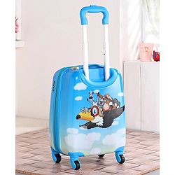 Babyhug Kid's Expandable Trolley Bag Aeroplane Print Blue - 18 Inches| Shock Resistant| Telescopic Handle| Water Resistant| Easy Zipper Closure| Durable Wheels