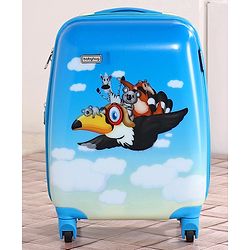 Babyhug Kid's Expandable Trolley Bag Aeroplane Print Blue - 18 Inches| Shock Resistant| Telescopic Handle| Water Resistant| Easy Zipper Closure| Durable Wheels