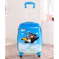 Babyhug Kid's Expandable Trolley Bag Aeroplane Print Blue - 18 Inches| Shock Resistant| Telescopic Handle| Water Resistant| Easy Zipper Closure| Durable Wheels