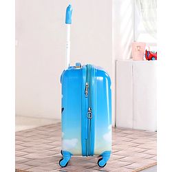 Babyhug Kid's Expandable Trolley Bag Aeroplane Print Blue - 18 Inches| Shock Resistant| Telescopic Handle| Water Resistant| Easy Zipper Closure| Durable Wheels