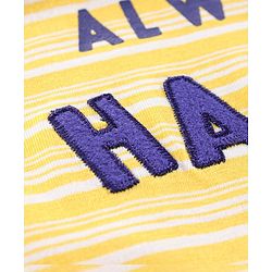 Babyhug Half Sleeves Striped Biowashed Tee Text Print - Yellow