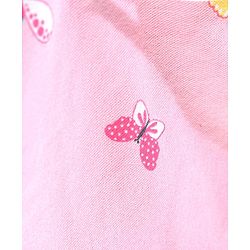 Babyhug Washed Cotton Twill Lycra Woven Shorts Butterfly Print - Candy Pink