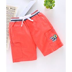 Babyhug Shorts With Drawstring Text Print - Orange