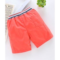 Babyhug Shorts With Drawstring Text Print - Orange