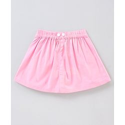 Babyhug Mid Thigh Length Skirt with Suspenders Floral Embroidery - Pink