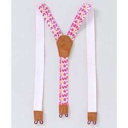 Babyhug Mid Thigh Length Skirt with Suspenders Floral Embroidery - Pink