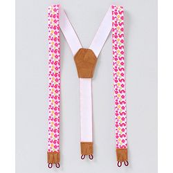 Babyhug Mid Thigh Length Skirt with Suspenders Floral Embroidery - Pink