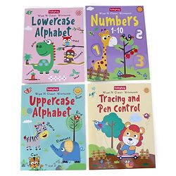 Babyhug Strokes and Curves Wipe N Clean Workbook Set of 4 - English