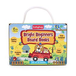 Babyhug Bright Beginners Board Books- Set of 10| Back to Back 22 Pages| Basic Concepts|Early Learning Pocket-Sized Pre-School book|Premium & Handy|Ideal for Gifting