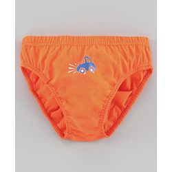 Babyhug 100% Cotton Brief Car Print Pack of 3 - Orange