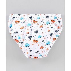 Babyhug 100% Cotton Brief Car Print Pack of 3 - Orange