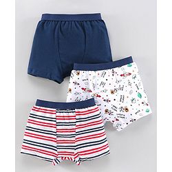 Babyhug 100% Cotton Briefs Space Print Pack of 3 - Navy Blue