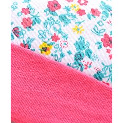 Babyhug Cap Mitten & Booties Floral Print - Cap Diameter 10.5 cm