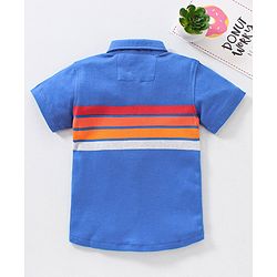 Babyhug Half Sleeves Striped Knitted Shirt - Blue