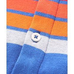 Babyhug Half Sleeves Striped Knitted Shirt - Blue