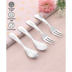 Babyhug Stainless Steel Spoon & Fork Set of 4 - Silver