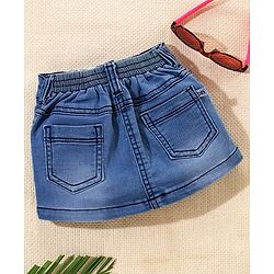Babyhug Washed Mid Thigh Denim Skirt - Medium Blue