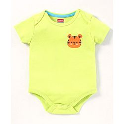 Babyhug Half Sleeves 100% Cotton Onesies Animal Print Pack of 5 - Red Orange Yellow Green Blue