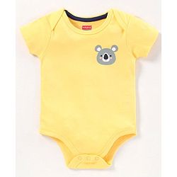 Babyhug Half Sleeves 100% Cotton Onesies Animal Print Pack of 5 - Red Orange Yellow Green Blue