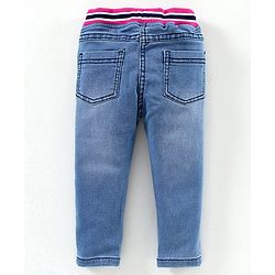 Babyhug Full Length Jeans With Tie Up - Blue