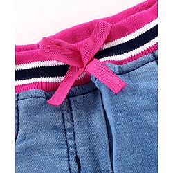 Babyhug Full Length Jeans With Tie Up - Blue