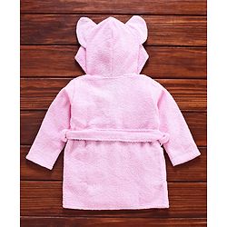 Babyhug Full Sleeves 3D Hood Bath Robe Elephant Design - Pink