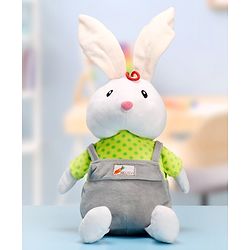 Babyhug Cute Rabbit Soft Toy in Grey Dungarees|Plush Bunny with Long Ears for Hugs & Cuddles|Sensory & Emotional Growth|Imaginative Play|BIS| Ideal Gift |2+ Years | Height-32cm